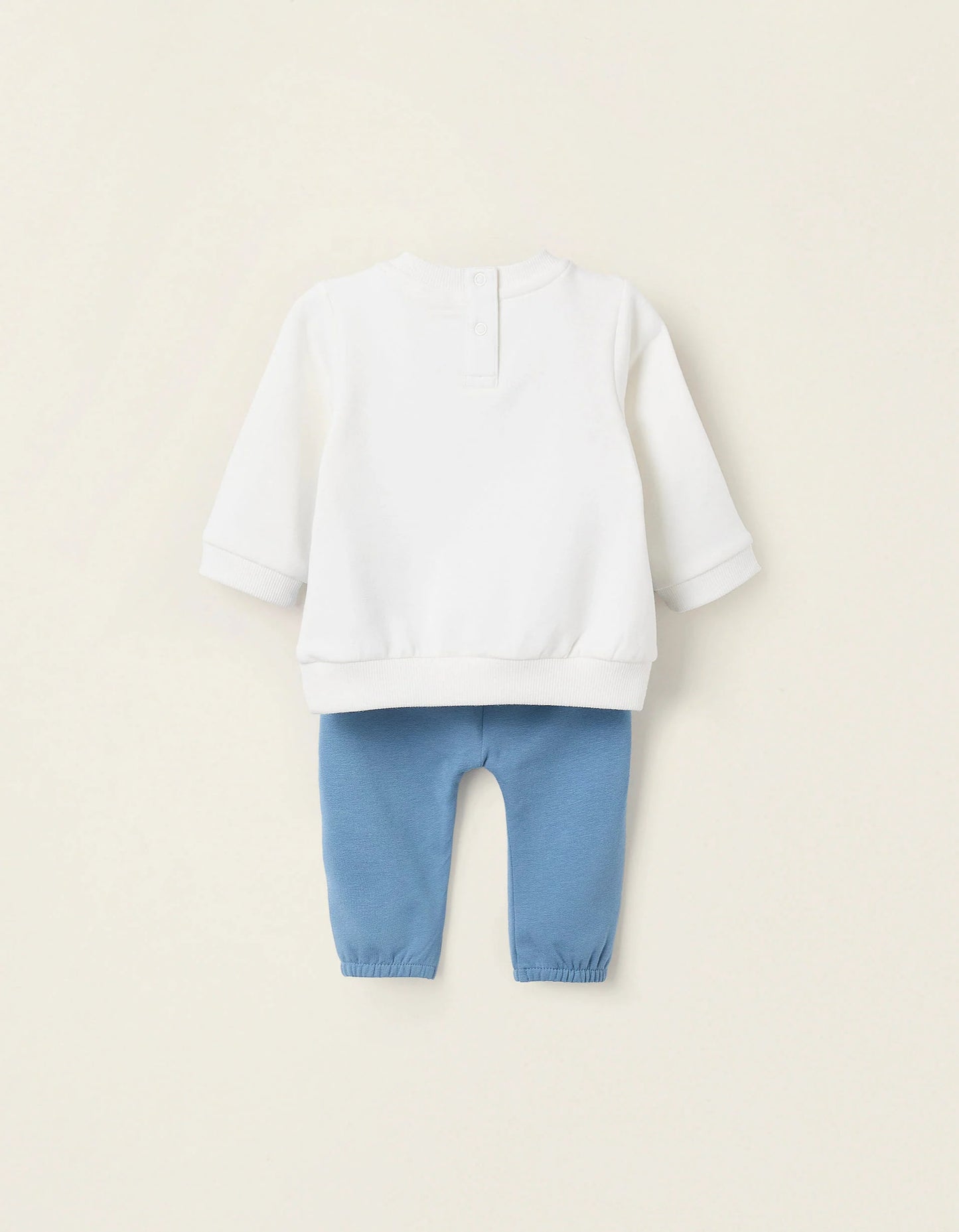 Sweatshirt + Footed Trousers for Newborns 'Tiger', White/Blue
