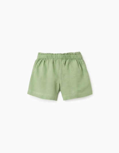 Viscose, Cotton and Linen Shorts for Girls, Green