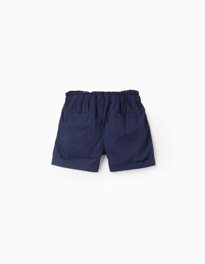 Poplin Shorts with Ruffles for Girls, Dark Blue