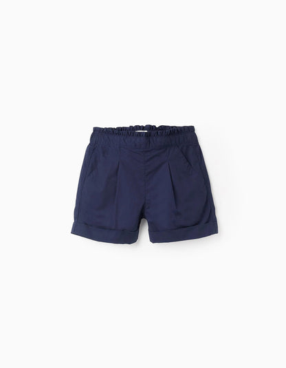 Poplin Shorts with Ruffles for Girls, Dark Blue