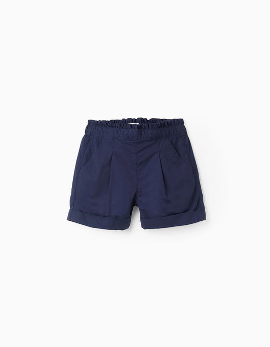 Poplin Shorts with Ruffles for Girls, Dark Blue