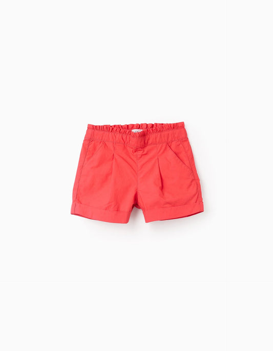 Poplin Shorts with Ruffles for Girls, Red