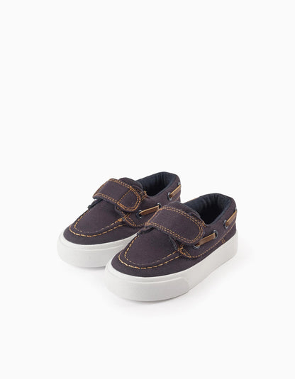 Twill Deck Shoes for Baby Boys, Dark Blue