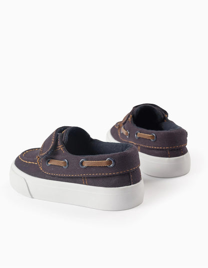 Twill Deck Shoes for Baby Boys, Dark Blue
