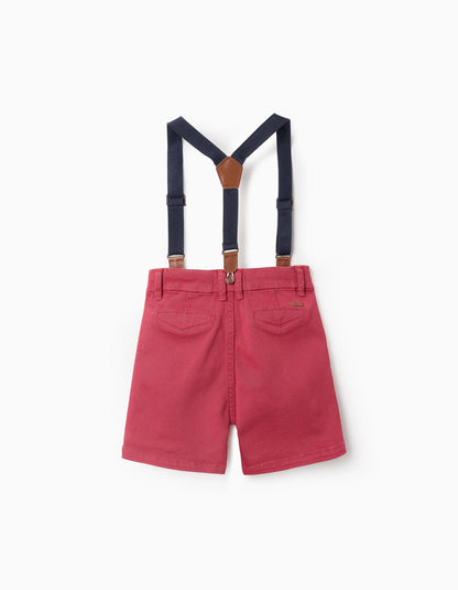 Chino Shorts with Braces for Baby Boys, Red