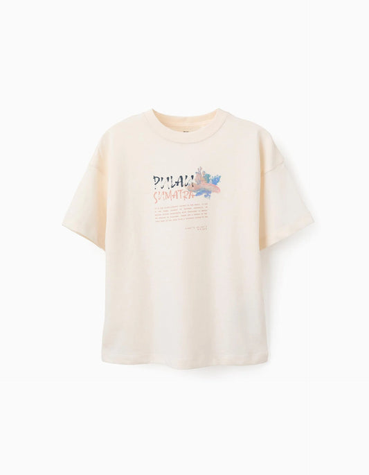 Cotton T-shirt for Girls 'Sumatra', Beige