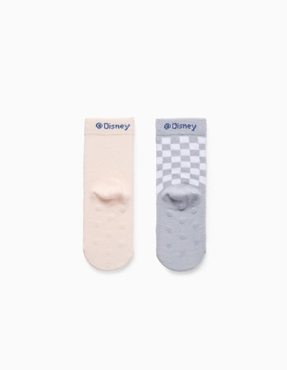 Pack 2 Pairs of Non-Slip Socks for Baby Girls 'Stitch', Blue/Pink