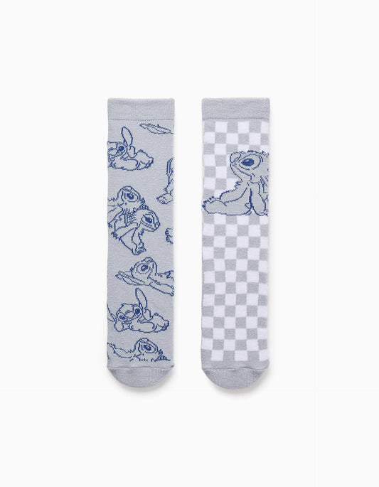 Pack 2 Pairs of Non-Slip Socks for Girls 'Stitch', Blue