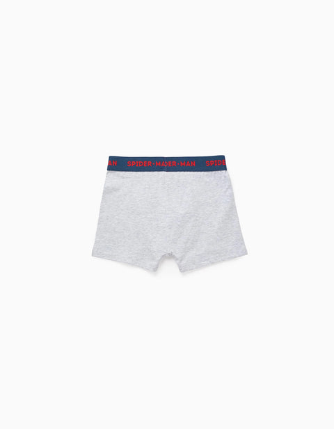 Pack of 4 Plain/Printed Boxer Shorts for Boys 'Spider-Man', Multicolour