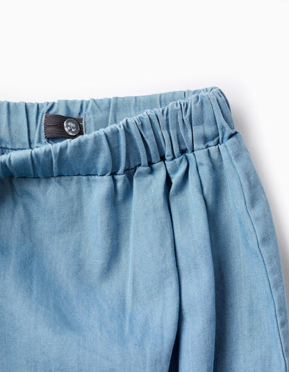 T-shirt + Cotton Shorts for Baby Girls 'Sun', White/Blue
