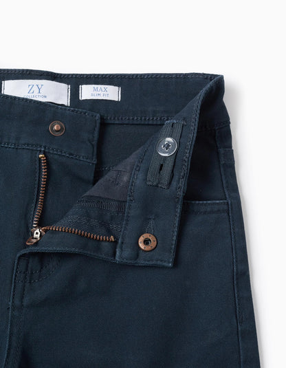 Twill Trousers for Boys 'Slim Fit', Dark Blue