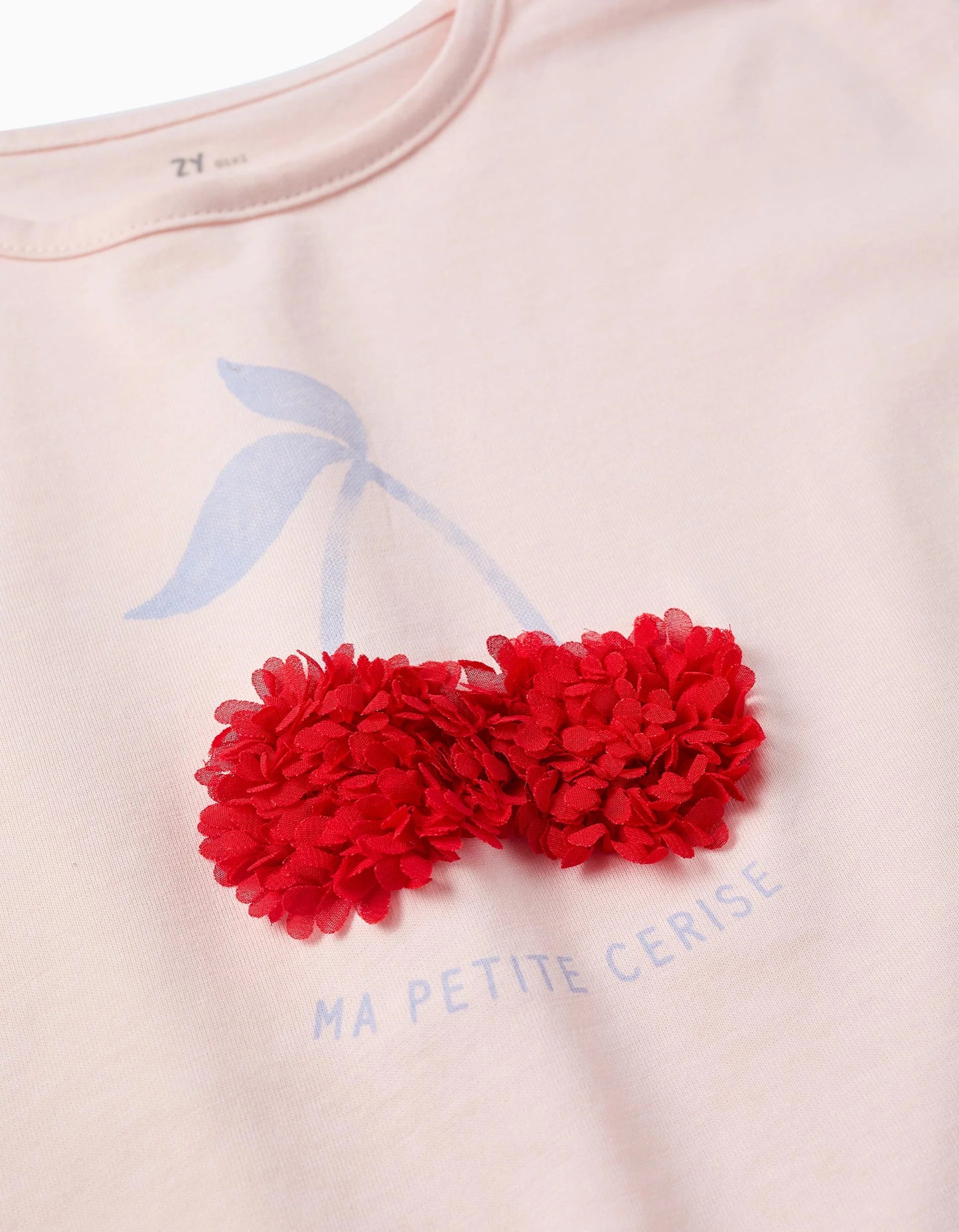 Cotton Pyjama with Ruffles and Motif for Girls, Pink/White
