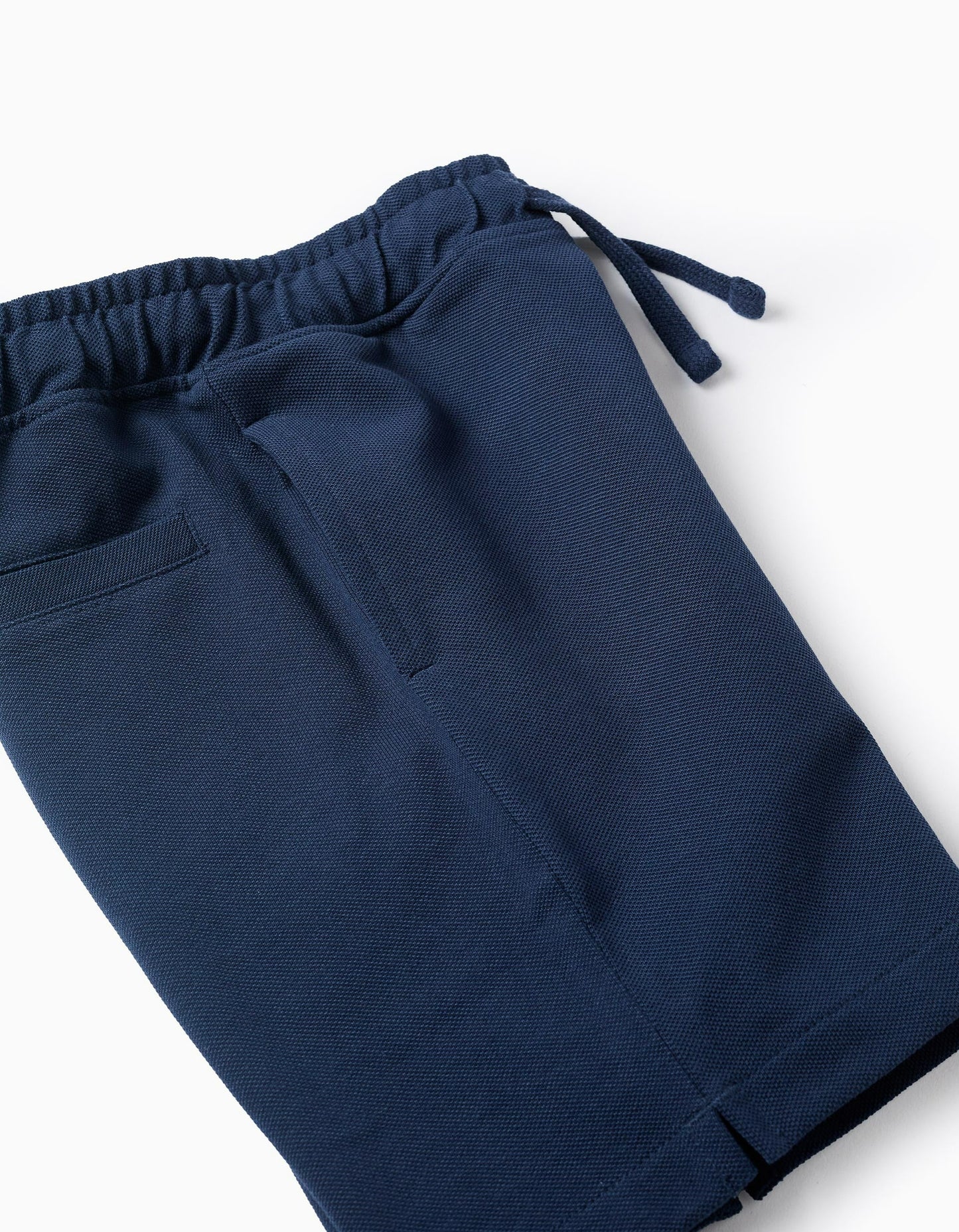 Polka Dot Polo Shirt + Shorts for Boys, White/Navy Blue