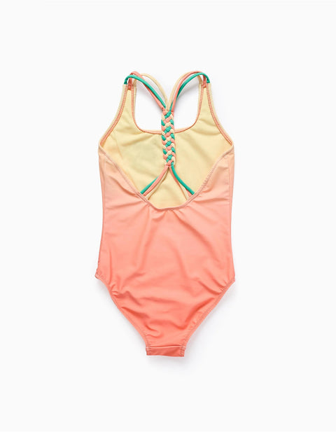 Swimsuit with Sequins and Braided Straps for Girls, Yellow