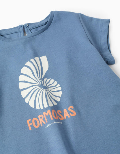 Cotton T-shirt for Baby Girls 'Formosa', Blue