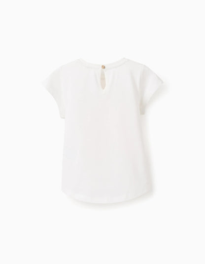 Cotton T-shirt for Baby Girls 'Nature', White