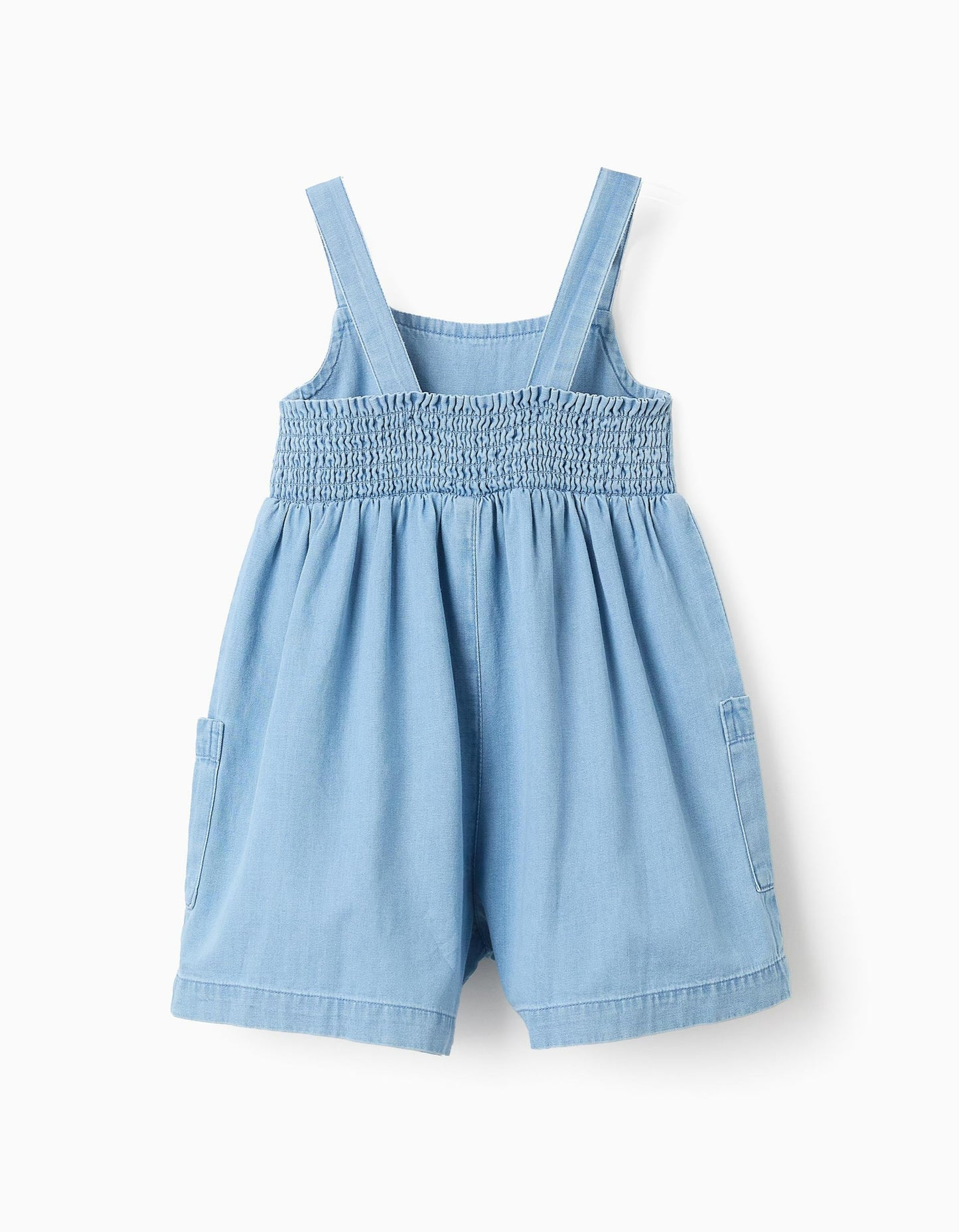 Short Dungarees in Lightweight Denim for Baby Girls, Blue