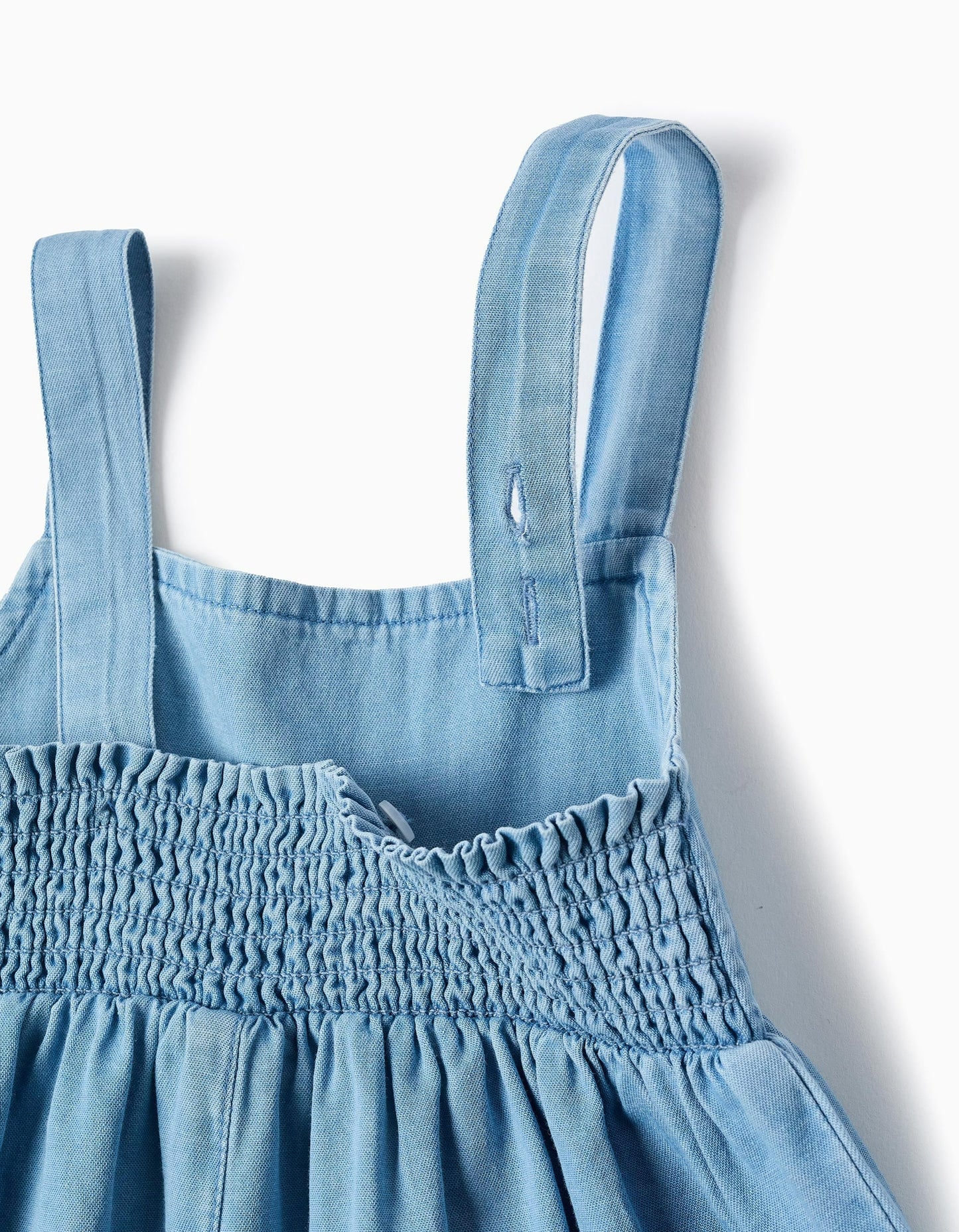 Short Dungarees in Lightweight Denim for Baby Girls, Blue