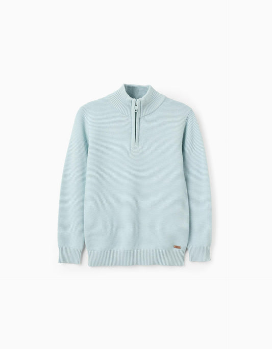 Jumper with High Neck for Boys, Light Blue