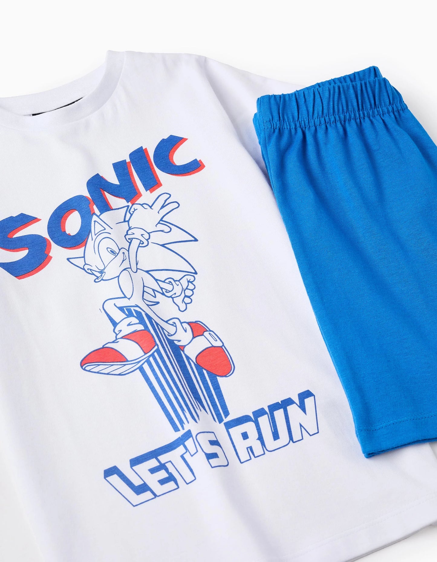 Short Cotton Pyjama for Boys 'Sonic', White/Blue