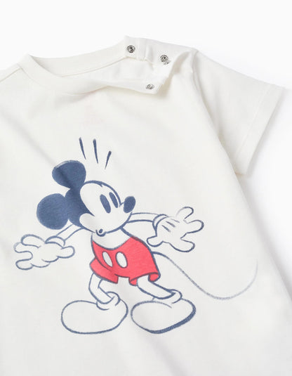Cotton T-shirt for Baby Boys 'Mickey', White