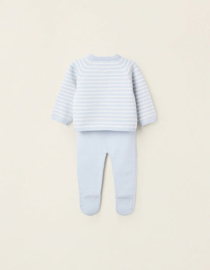 Striped Knitted Set for Newborn Boys, Blue