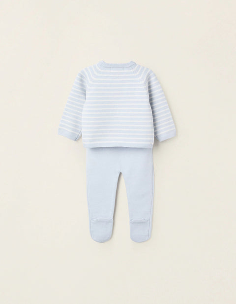 Striped Knitted Set for Newborn Boys, Blue