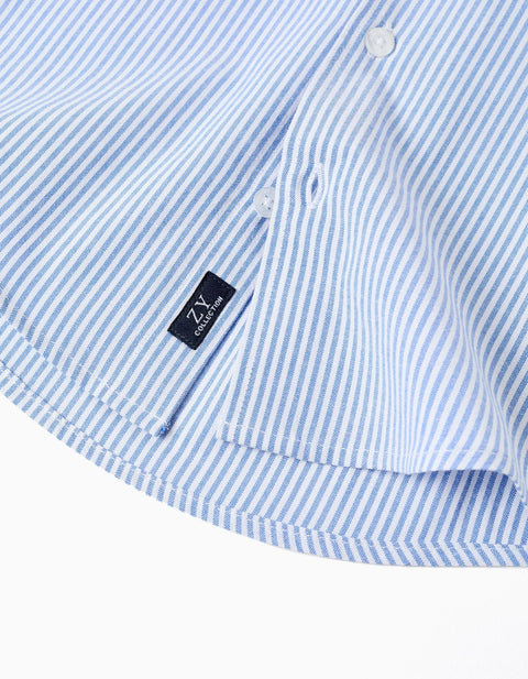 Striped Oxford Shirt for Baby Boys, White/Blue