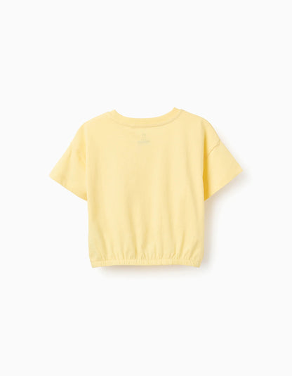 Cotton T-shirt with Elastic Hem for Girls 'Paradise', Yellow