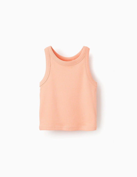 Ribbed Top for Girls, Coral