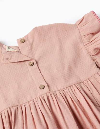 Dress with Texture and Embroidery for Baby Girls, Pink