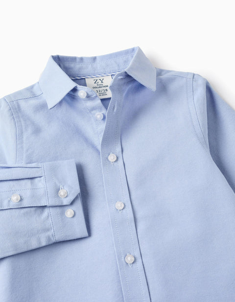 Shirt in Cotton Oxford for Baby Boys, Blue