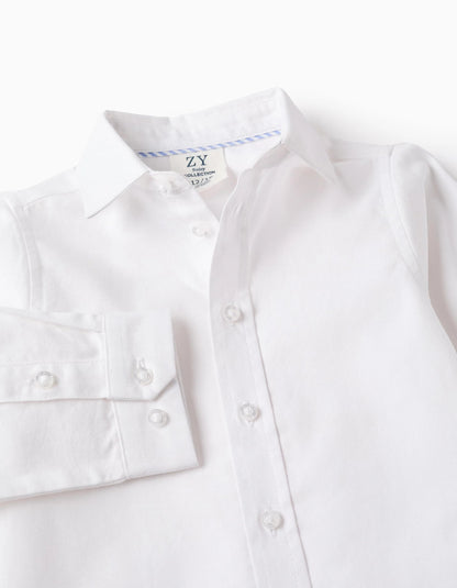 Shirt in Cotton Oxford for Baby Boys, White