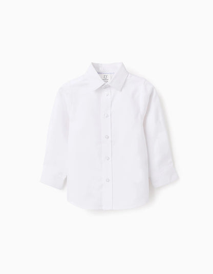 Shirt in Cotton Oxford for Baby Boys, White