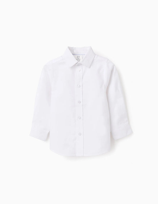 Shirt in Cotton Oxford for Baby Boys, White