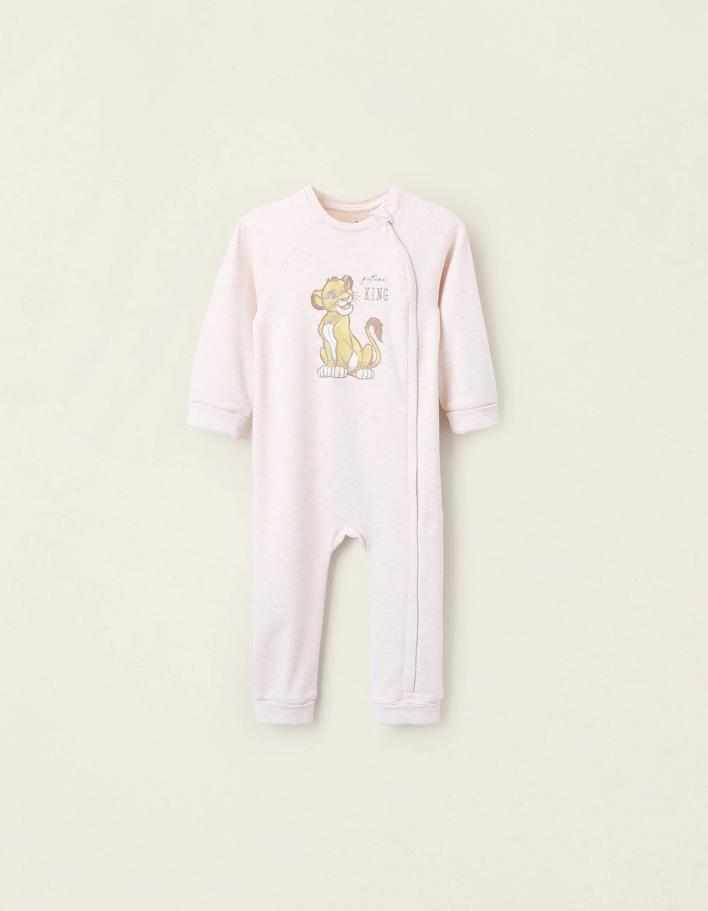 Footless Sleepsuit in Interlock for Baby 'Simba', Beige
