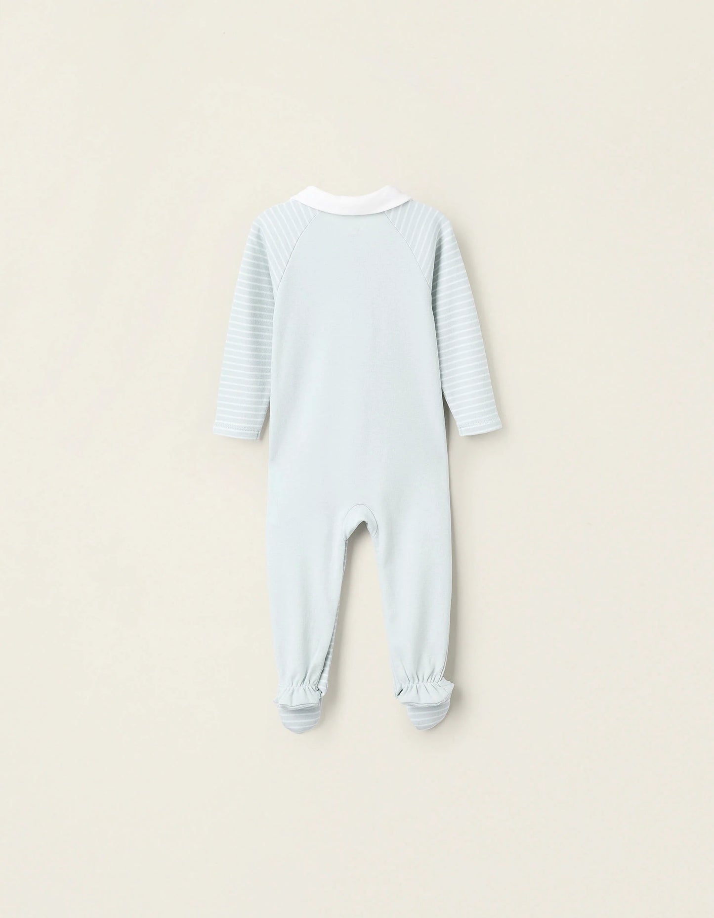 Striped Cotton Sleepsuit for Baby Boys, Aqua Green