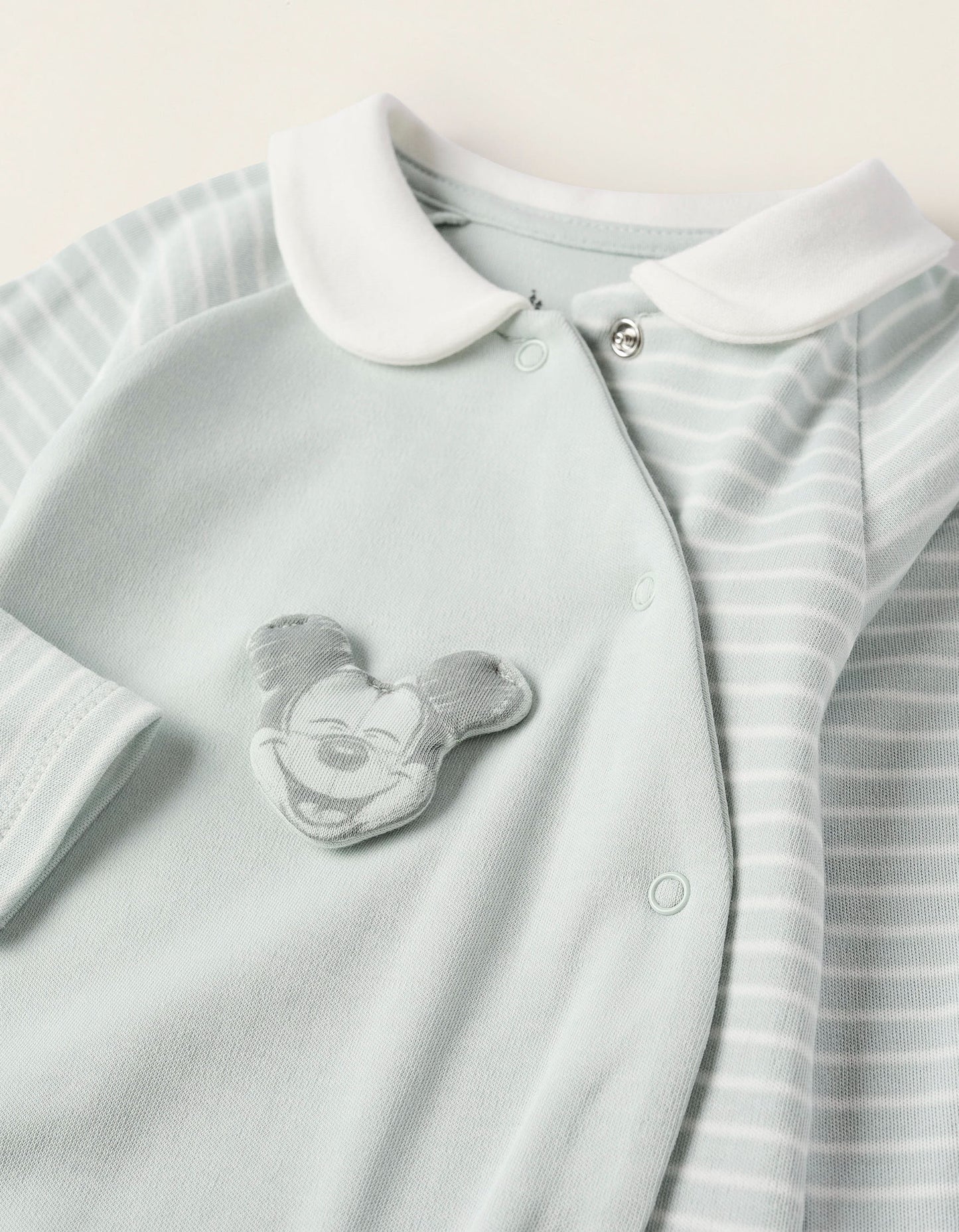 Striped Cotton Sleepsuit for Baby Boys, Aqua Green