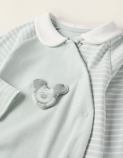 Striped Cotton Sleepsuit for Baby Boys, Aqua Green