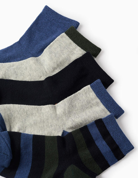 Pack of 5 Pairs of Socks for Boys 'Stripes', Multicolour