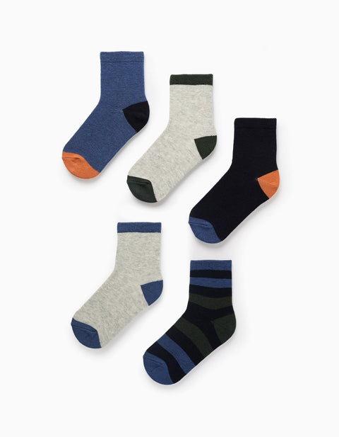 Pack of 5 Pairs of Socks for Boys 'Stripes', Multicolour