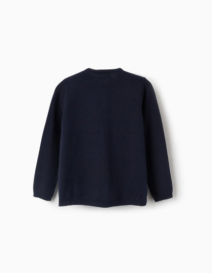 Classic Cardigan for Girls, Dark Blue