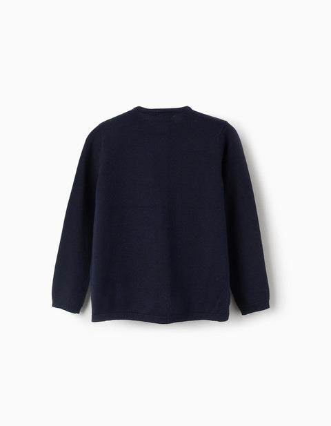 Classic Cardigan for Girls, Dark Blue