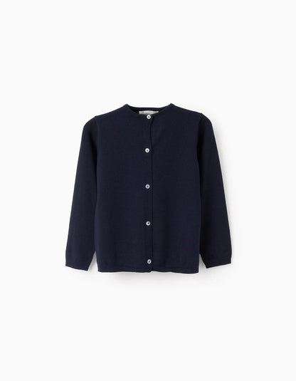 Classic Cardigan for Girls, Dark Blue