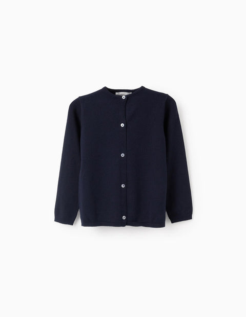 Classic Cardigan for Girls, Dark Blue