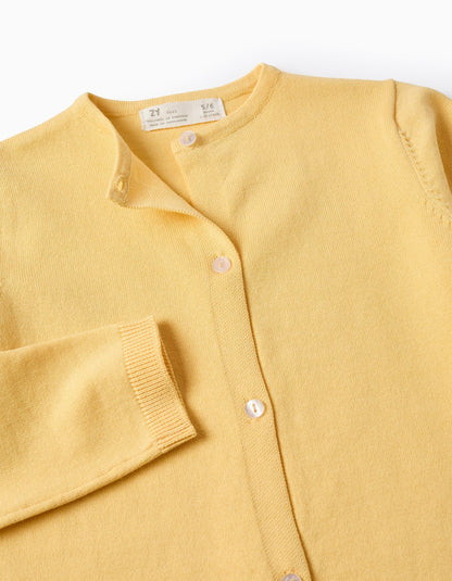 Classic Cardigan for Girls, Yellow