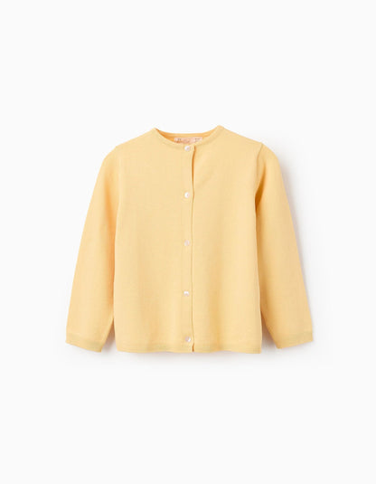 Classic Cardigan for Girls, Yellow