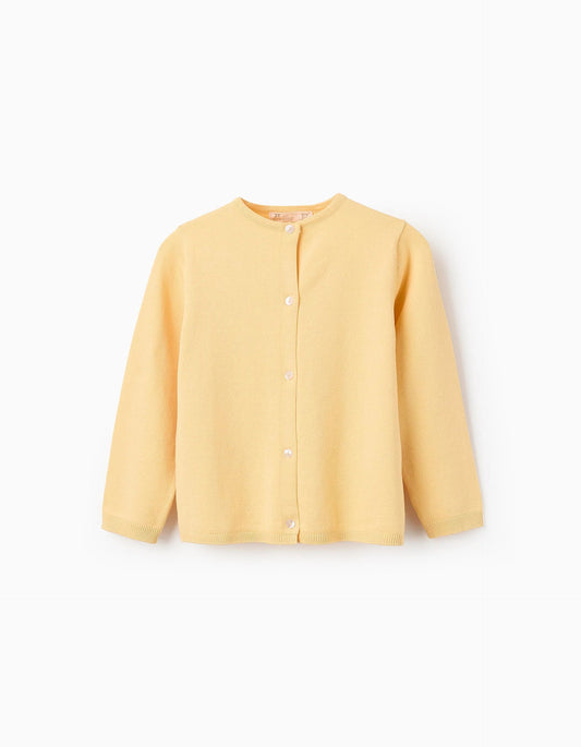 Classic Cardigan for Girls, Yellow