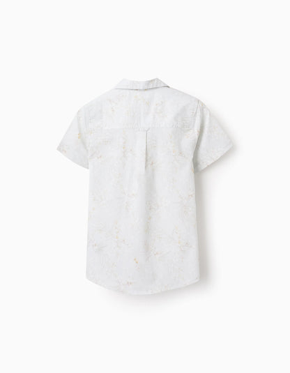 Short Sleeve Floral Shirt for Boys, Light Green