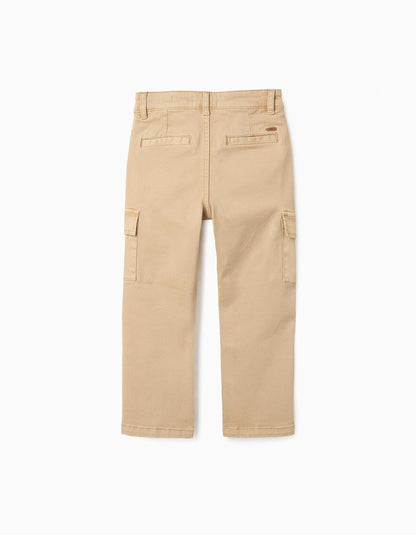 Cargo Twill Trousers for Boys 'Straight Fit', Beige